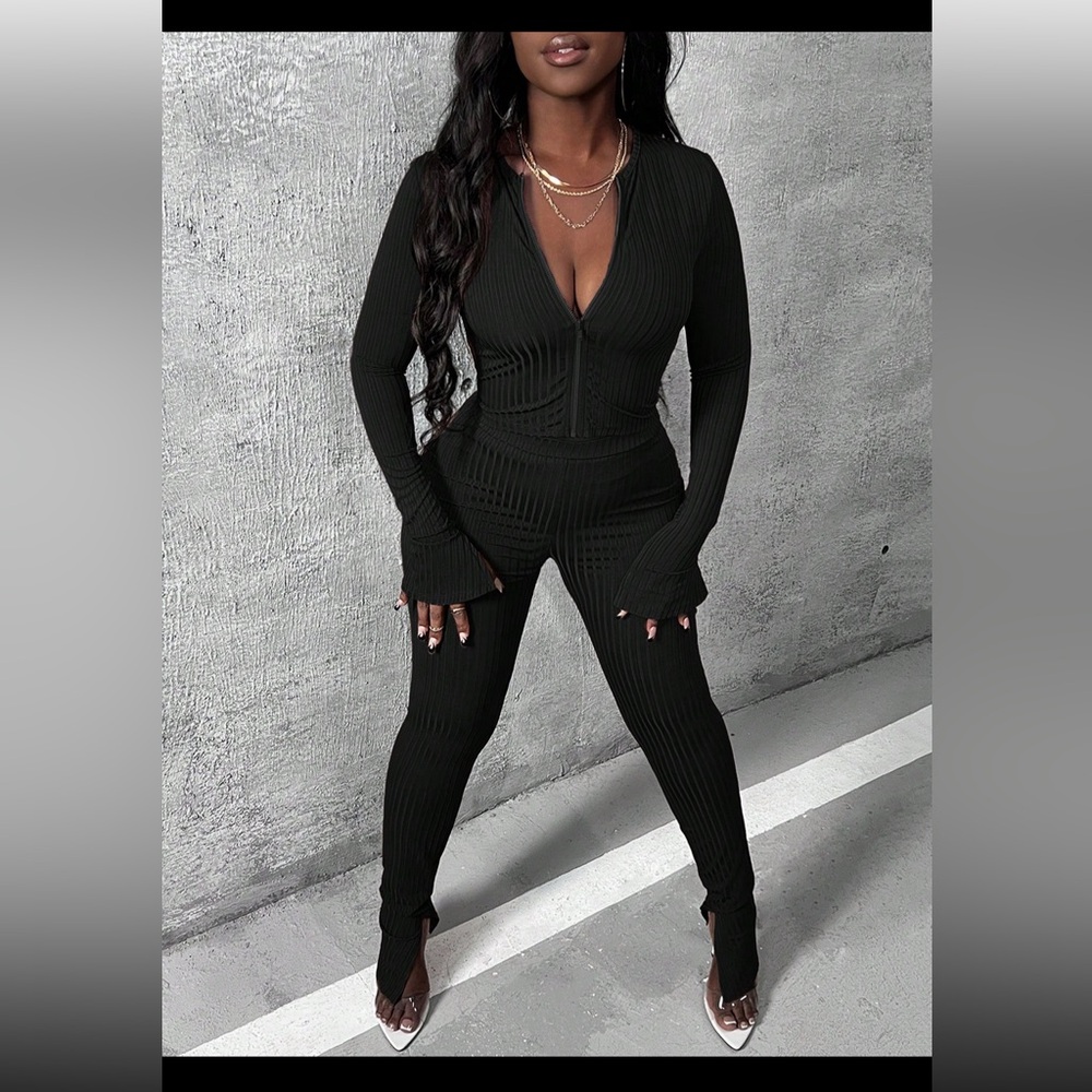 SHEIN SLAYR CASUAL ZIPPER LONG SLEEVE T-SHIRT +PANTS
